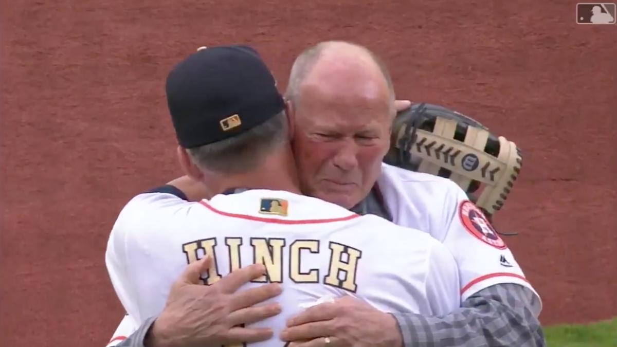 Former Astros Coach Throws First Pitch at Home Game After Nearly Dying