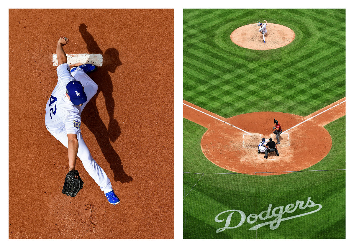 Clayton Kershaw pitches for the Dodgers wearing No. 42 on Jackie Robinson Day