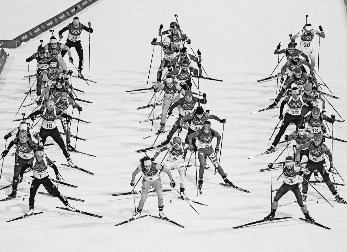 The mass start of the women's 12.5km biathlon at the PyeongChang 2018 Winter Olympic Games