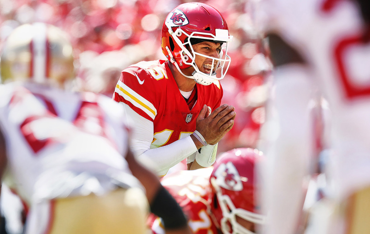 Kansas City Chiefs QB Patrick Mahomes in a game against the San Francisco 49ers