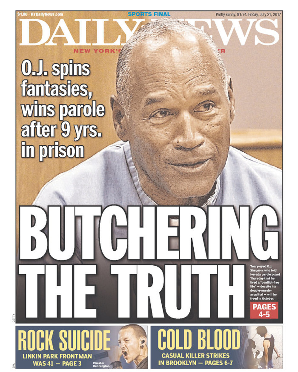 OJ Simpson reaction Newspaper front pages, headlines Sports Illustrated
