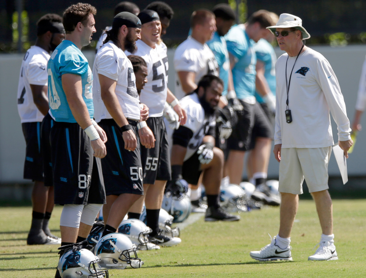 Bruce DeHaven with the Panthers last August, before he stepped down.