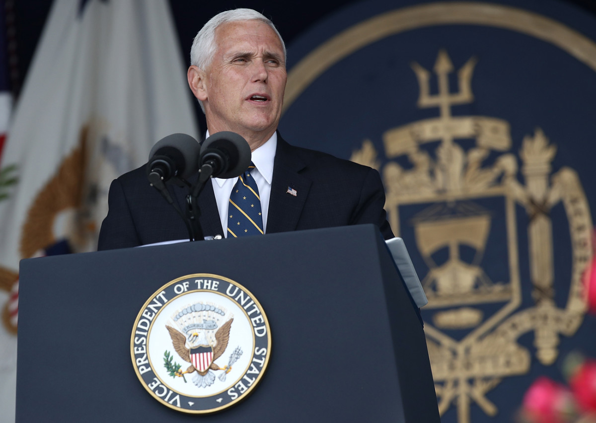 Vice President Mike Pence gave the commencement speech at the U.S. Naval Academy.