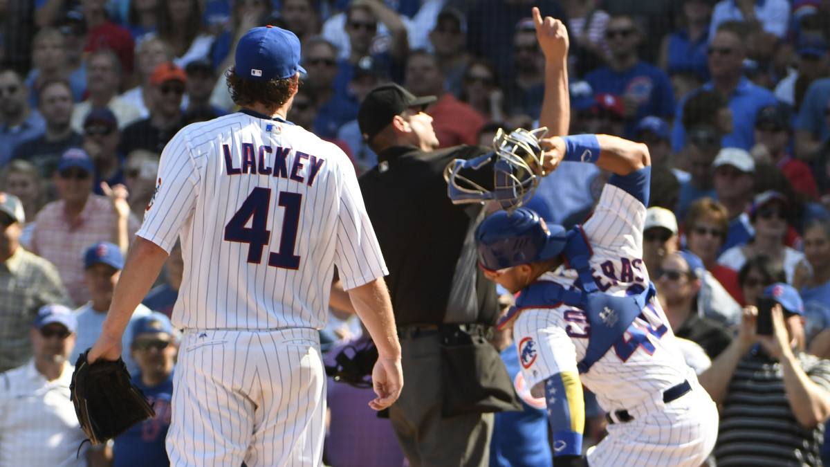 Willson Contreras suspended two games, John Lackey fined for run-in with ump