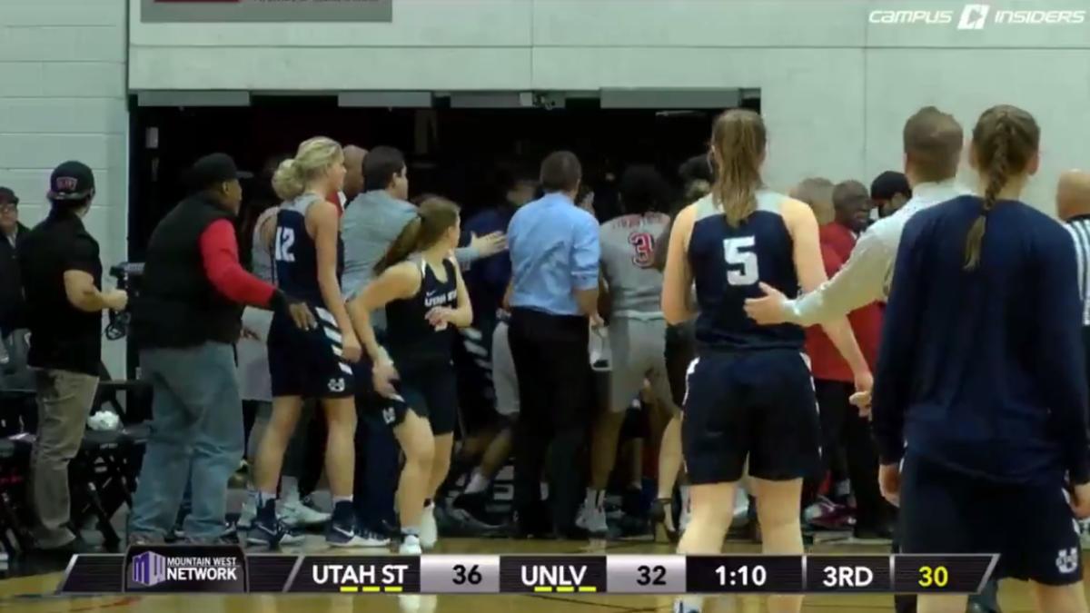 UNLV Utah State Women S Basketball Brawl Video Sports Illustrated
