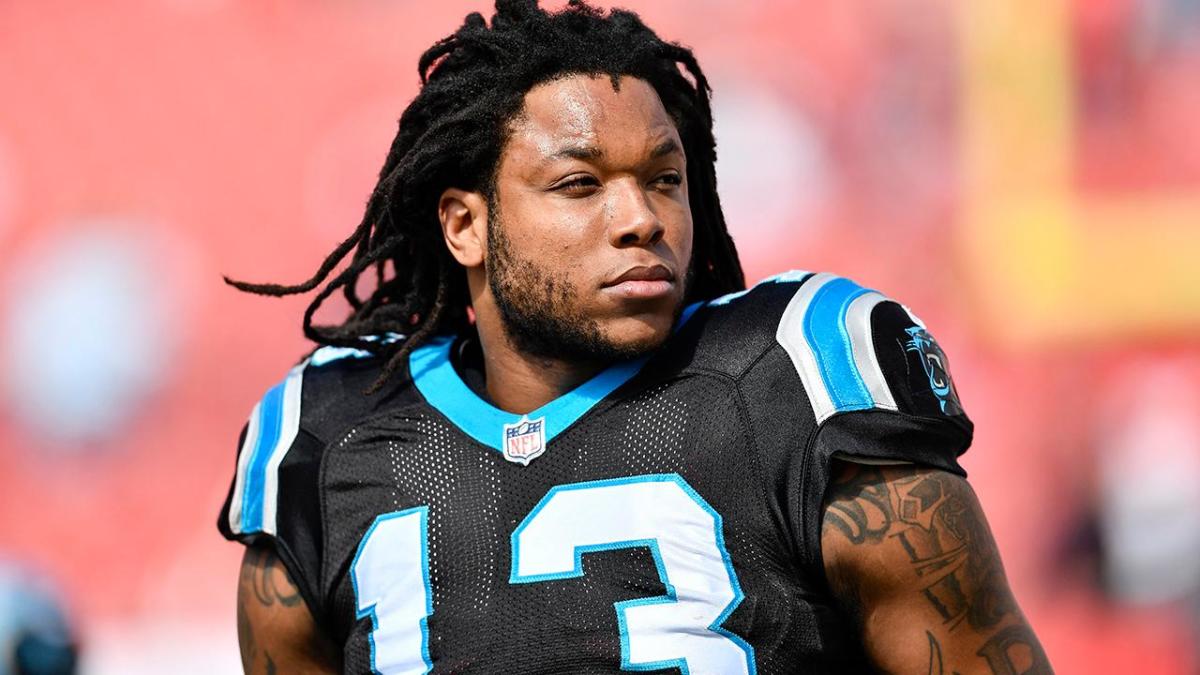 Carolina Panthers wide receiver Kelvin Benjamin runs a drill during a  combined NFL football training camp with the Tennessee Titans Wednesday,  Aug. 16, 2017, in Nashville, Tenn. (AP Photo/Mark Hum …