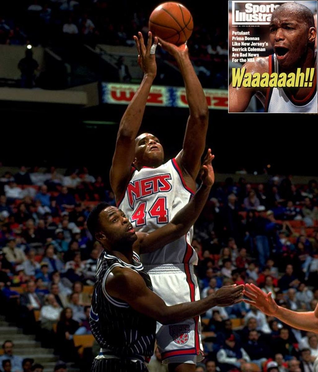 Derrick Coleman of the New Jersey Nets walks against the
