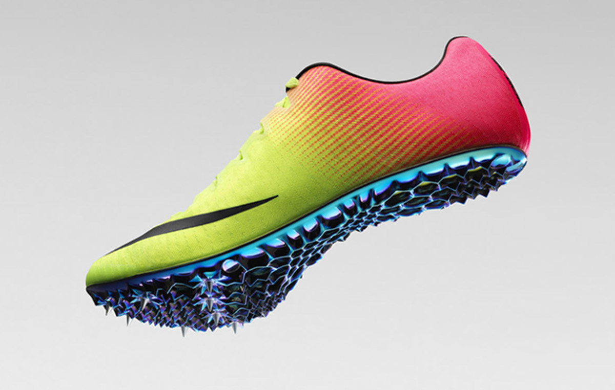 neon green track spikes
