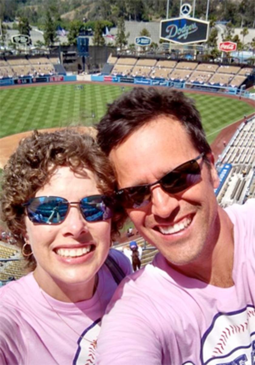 Jenn and Nestor on their tour of MLB stadiums.