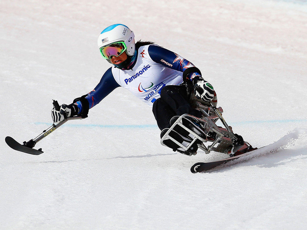 Alana Nichols competing in the 2014 Paralympic Winter Games in Sochi.