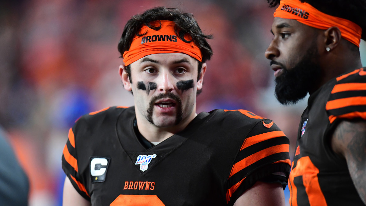 Image result for baker mayfield mustache browns"