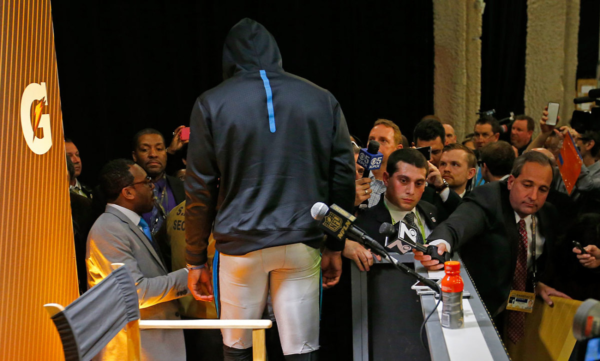 Newton walked out of his postgame presser early.