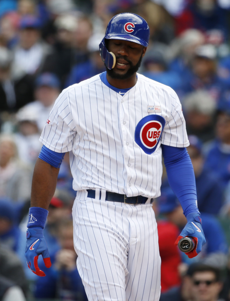 Cubs' Heyward leaves with apparent hip injury after catch - Sports ...