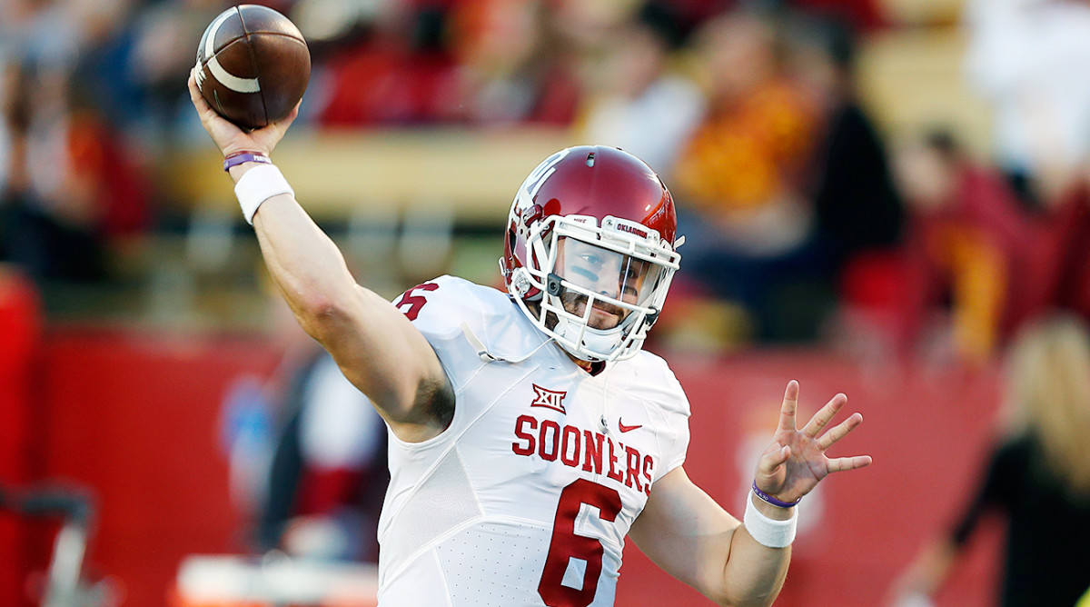 Men's Oklahoma Sooners #6 Baker Mayfield White Player Pictorial