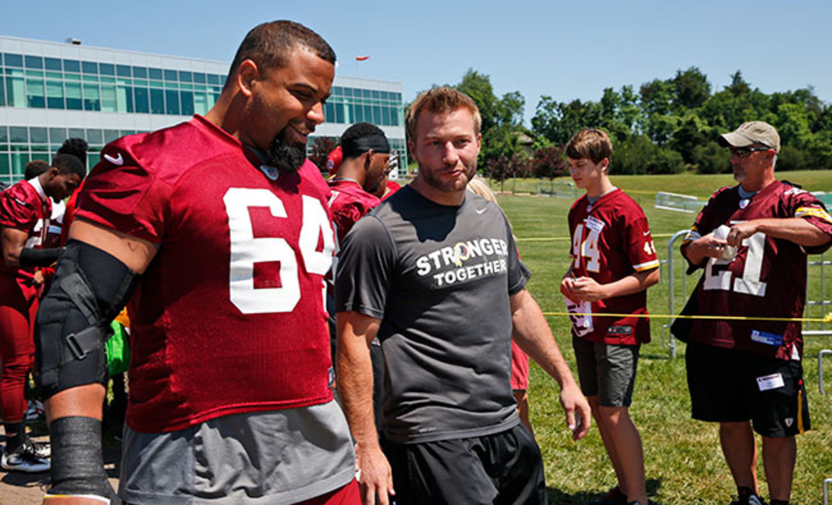 Offensive coordinator Sean McVay with Golston at June minicamp.