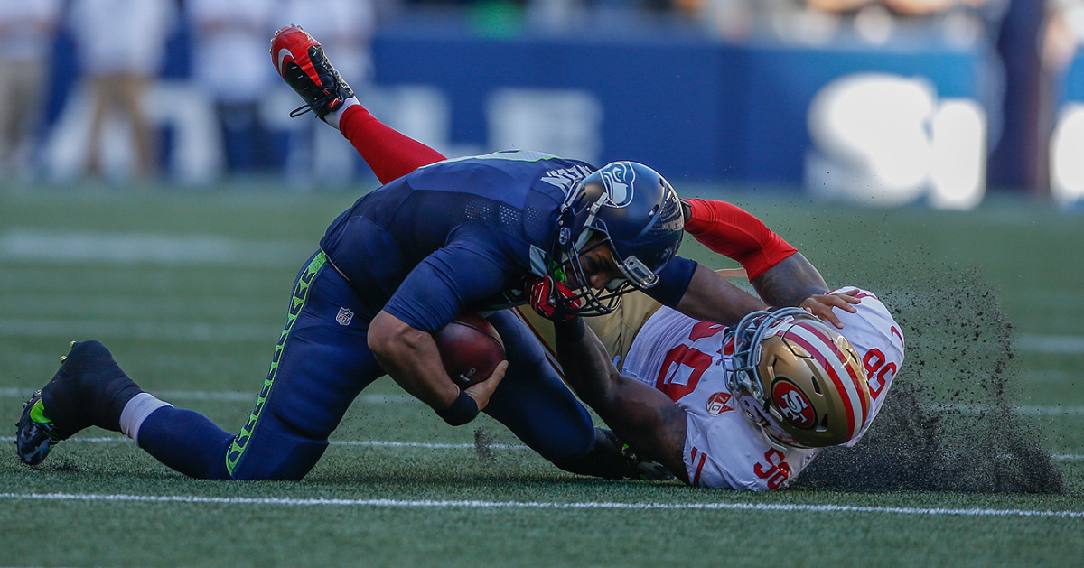 Russell Wilson was able to avoid major injury despite having his leg bent unnaturally.