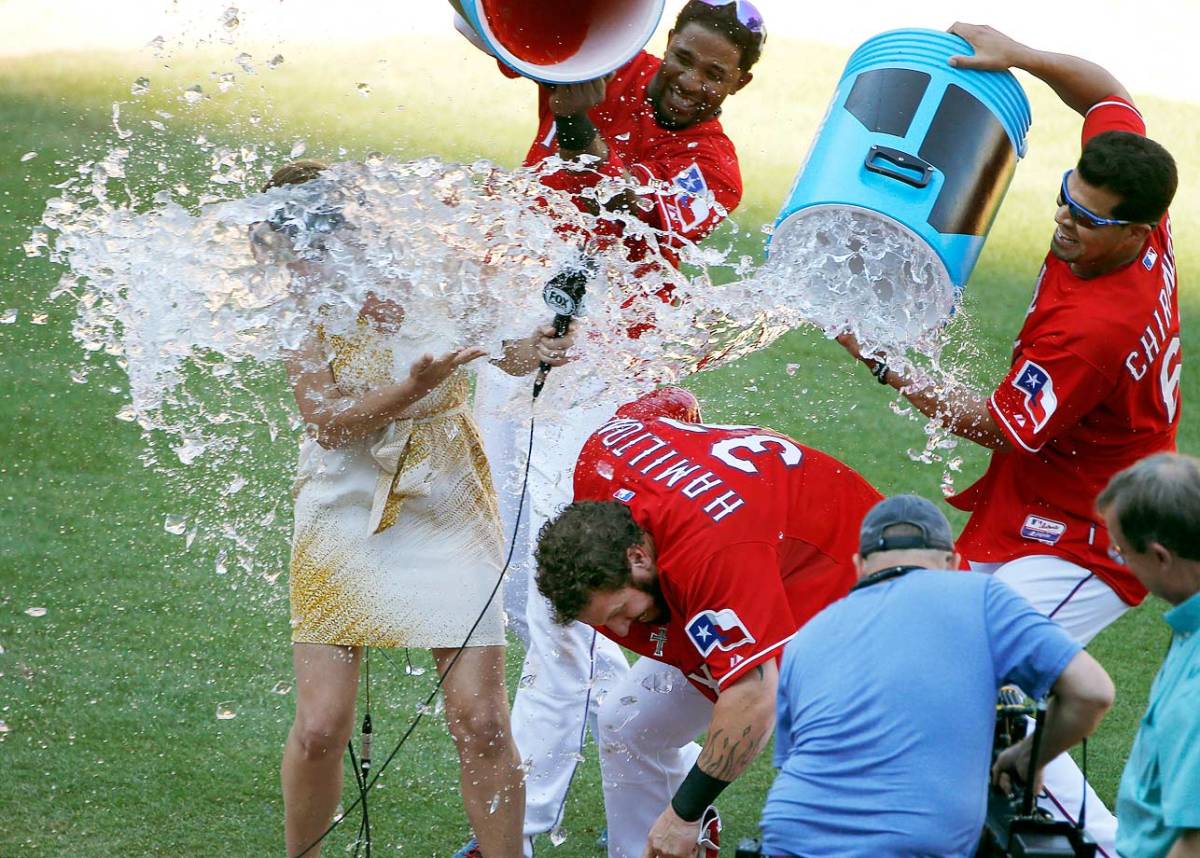 2015-0531-Josh-Hamilton-Emily-Jones-doused-by-Elvis-Andrus-Robinson-Chirinos.jpg