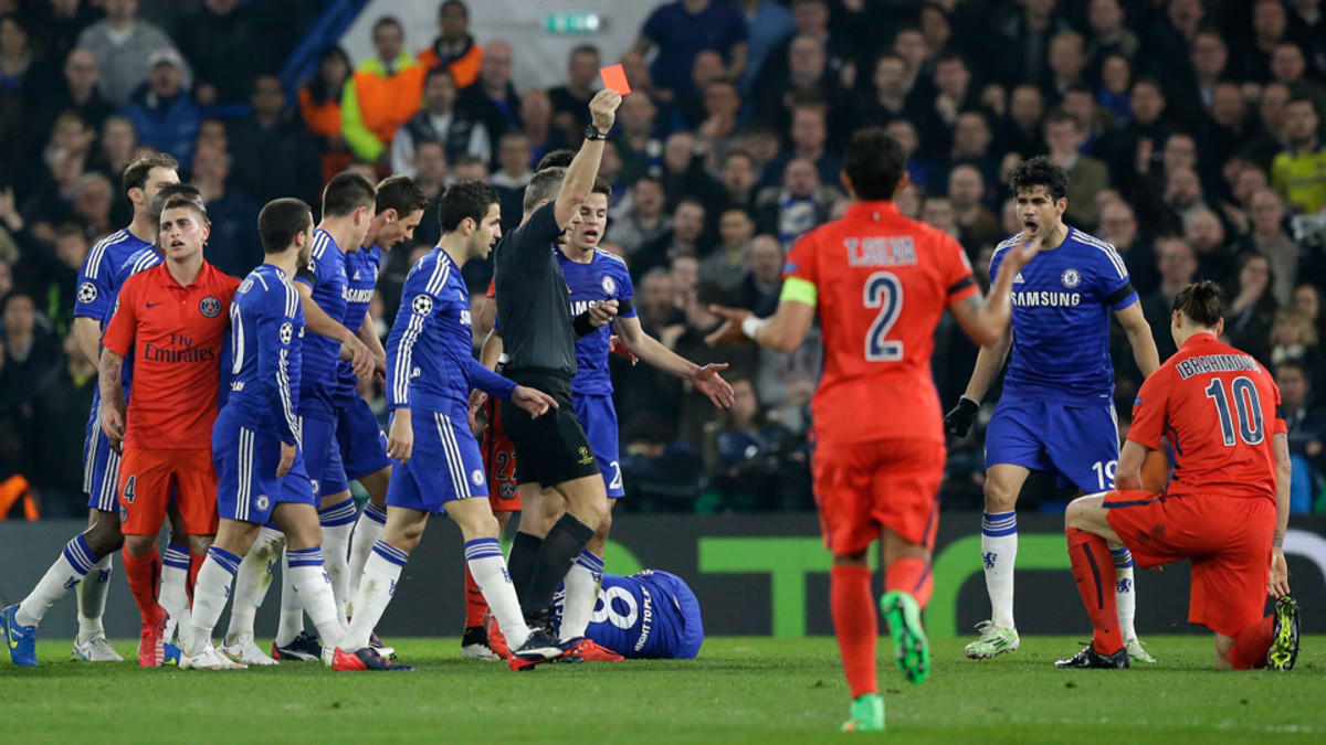 Zlatan Ibrahimovic red card PSG forward sent off vs Chelsea  Sports