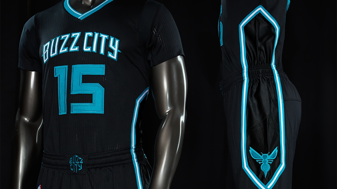 Charlotte Hornets NBA Buzz City Jersey Black Size M Length +2
