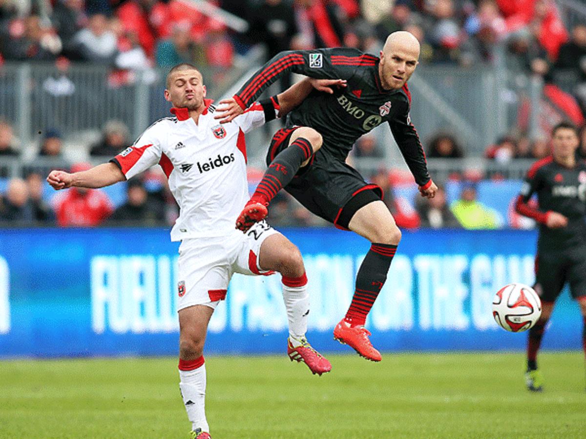 Michael Bradley (right) added to Toronto's injury woes as he will sit against the Rapids. (Vaughn Ridley/AP)