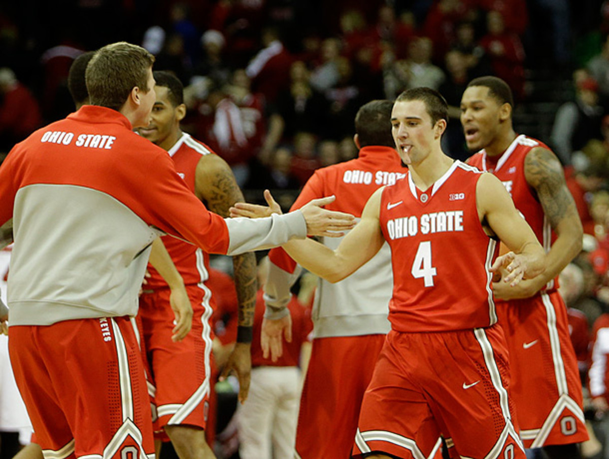 Aaron Craft (4) and his Buckeyes teammates were relieved to pull out a win over the Badgers. (Mike McGinnis/Getty Images)