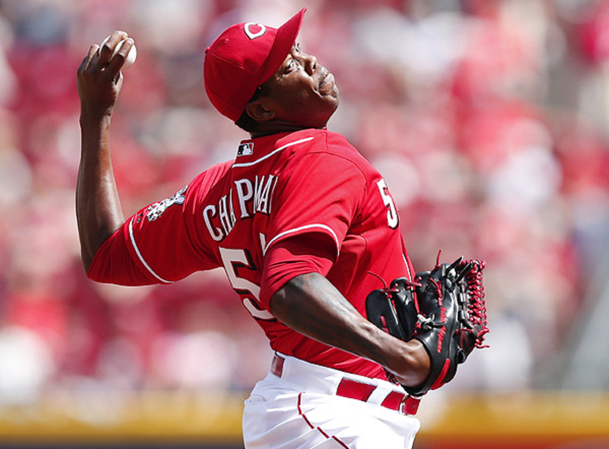 Chapman was his electrifying self Sunday, touching 100 mph, striking out the side. (Joe Robbins/Getty Images)