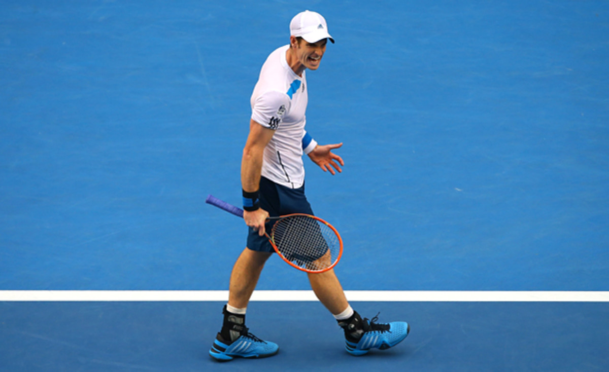 Andy Murray was less than pleased with his performance in the third set against Stephane Robert. (Chris Hyde/Getty Images)