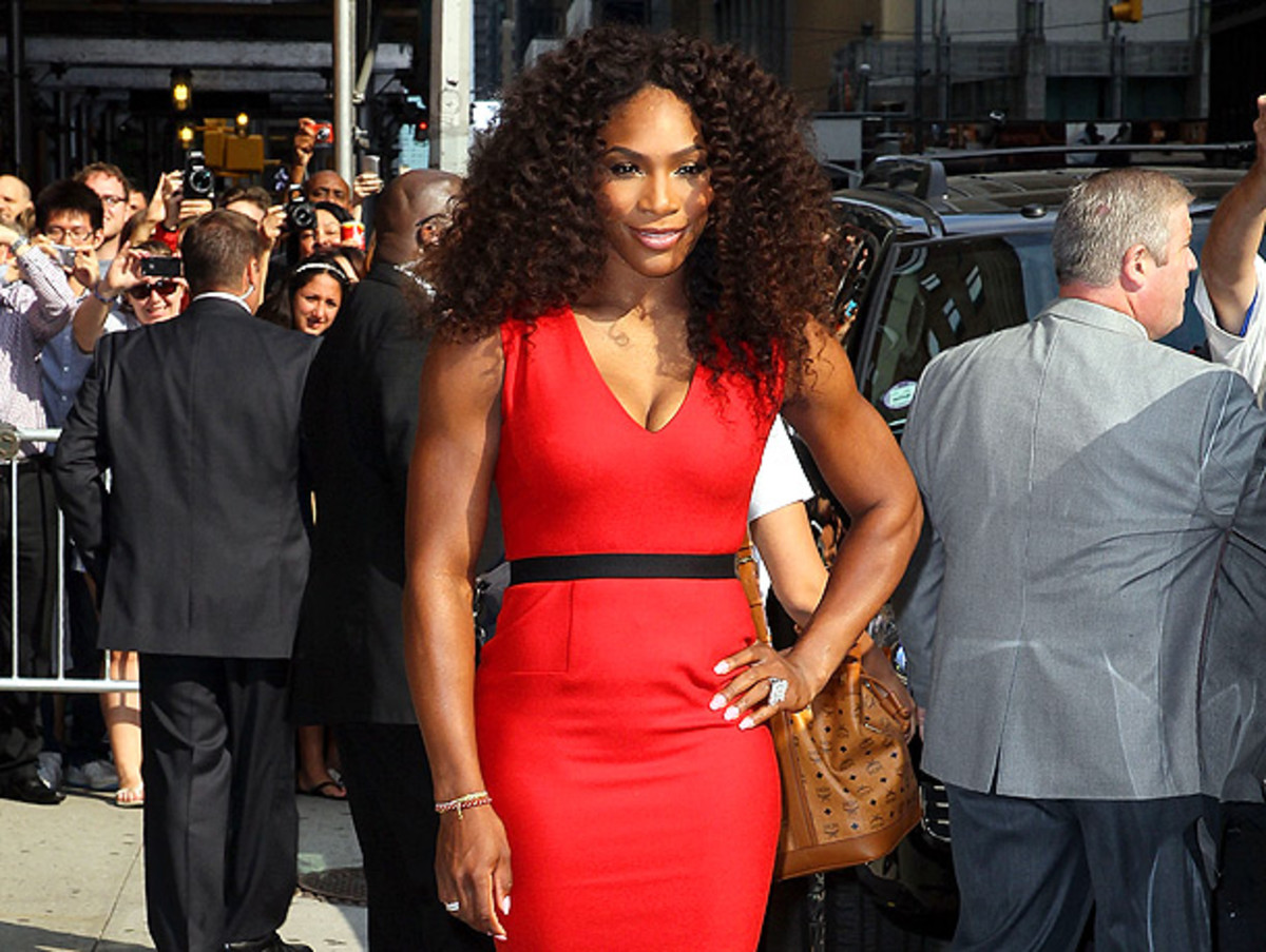 Serena Williams appeared on David Letterman after winning gold in both the singles and doubles tournament at the London Olympics. (Jeffrey Ufberg/WireImage)