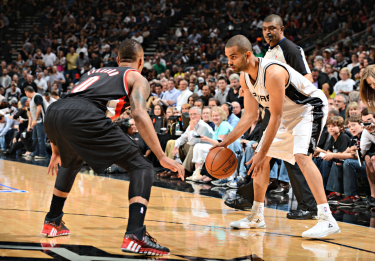 Tony Parker worked over Damian Lillard and the Blazers' defense in Game 1. (Garrett Ellwood/NBAE via Getty Images)