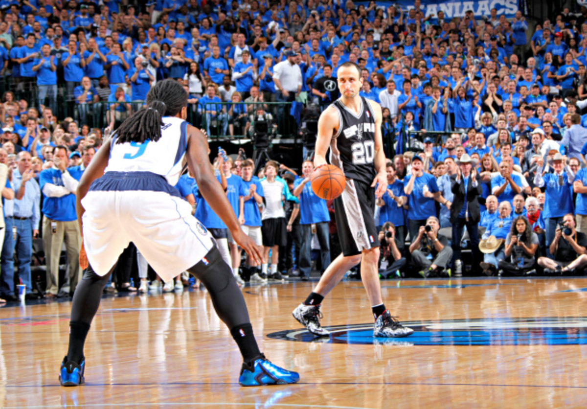 Manu Ginobili attacked the Mavs head-on in Game 4. (Glenn James/NBAE via Getty Images)