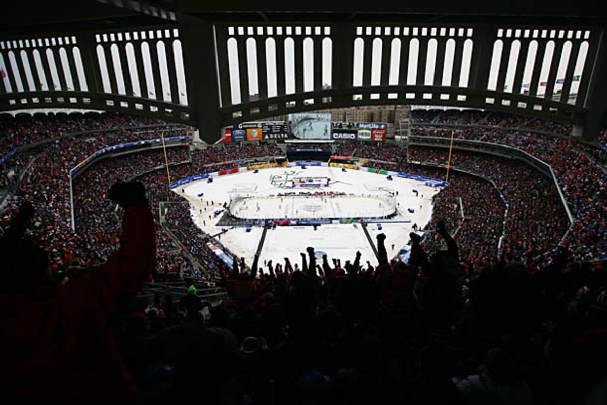 NHL begins setting up hockey rink at Yankee Stadium