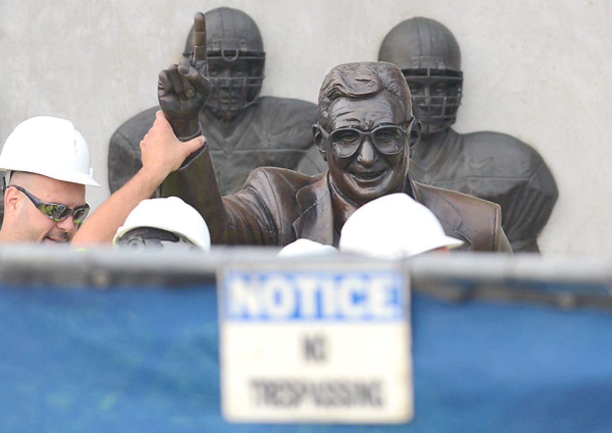 Penn State removed a statue of Joe Paterno from outside Beaver Stadium in July 2012.