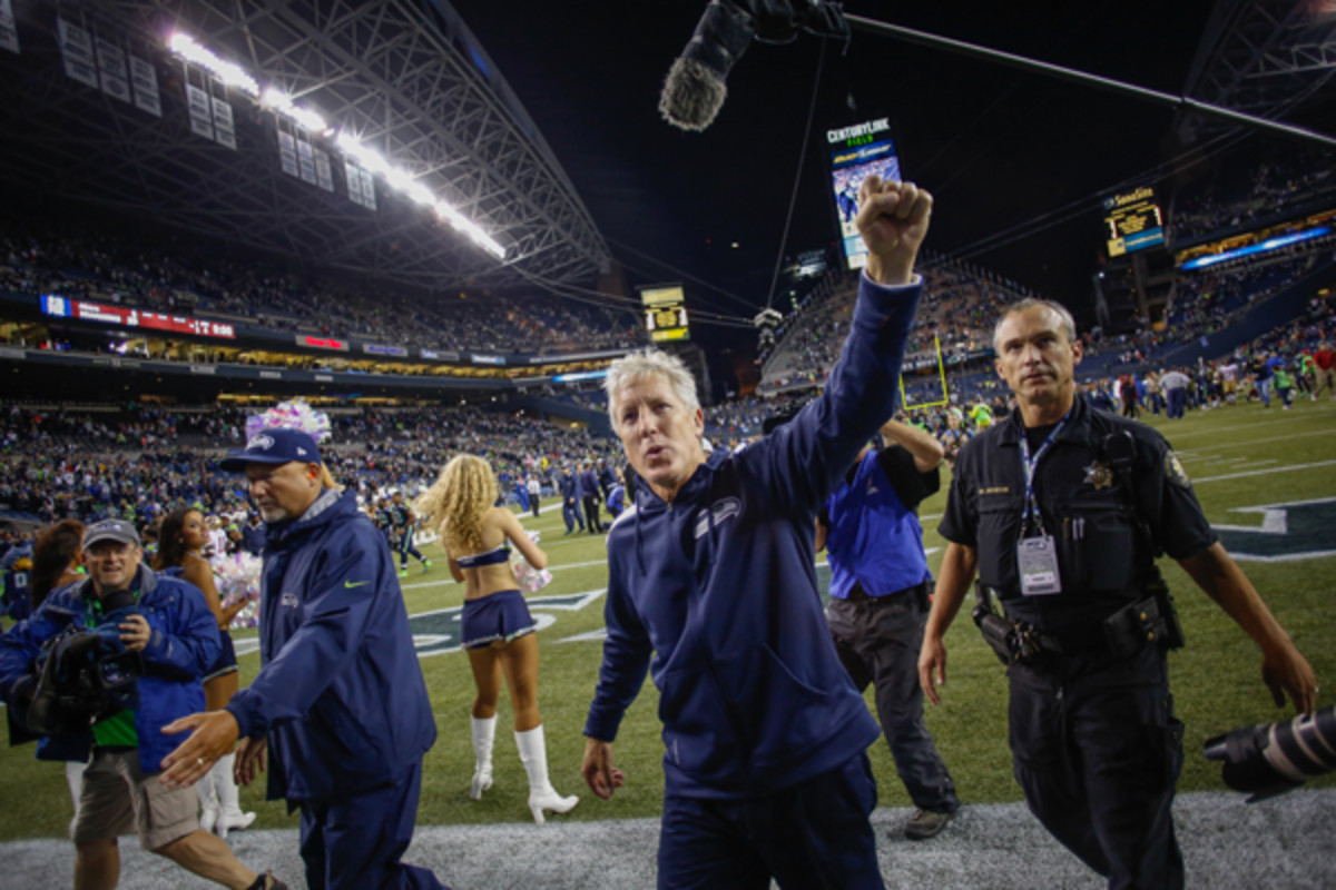 Seahawks head coach Pete Carroll celebrated his 62nd birthday in fine fashion. (Otto Greule, Jr./Getty Images)