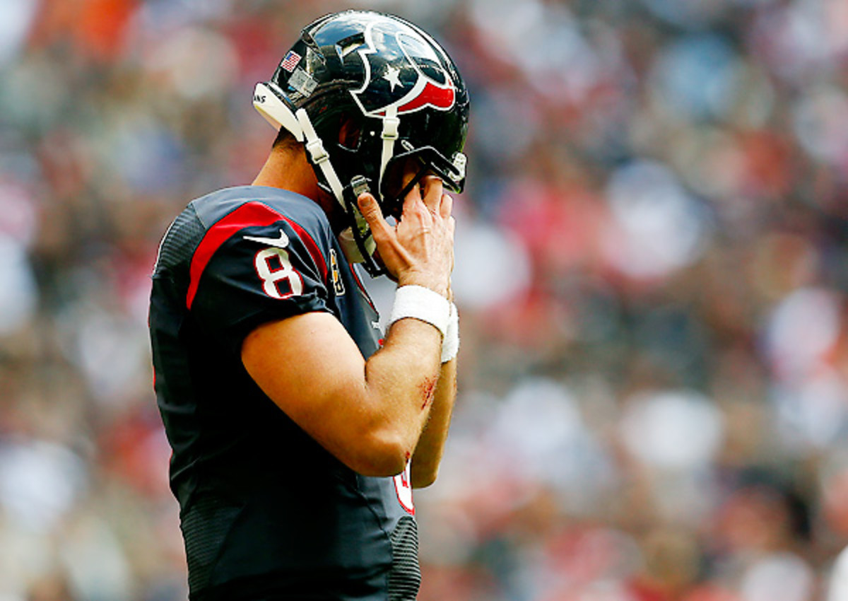 Matt Schaub set an NFL record by tossing pick-sixes in four consecutive games last season.