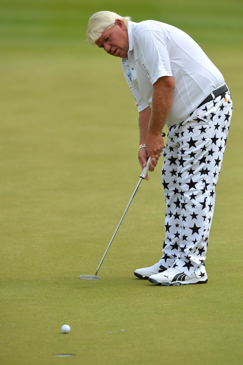 John Daly is at the British Open, wearing pants with busty women and  SpongeBob 