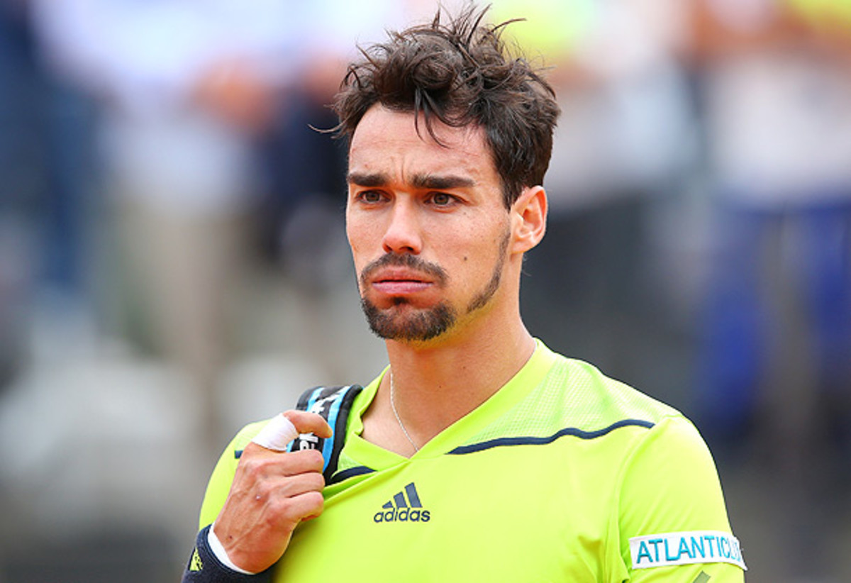 Fabio Fognini is clearly not pleased with his performance against Lukas Rosol. (Julian Finney/Getty Images)