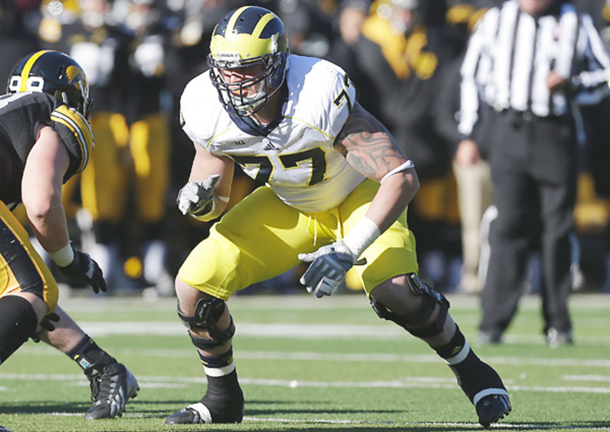 Offensive tackle Taylor Lewan is projected to go in the top 10 of the NFL draft.