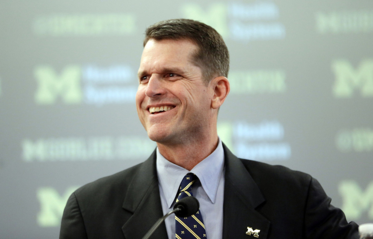 Michigan Wolverines football coach Jim Harbaugh mingles with UM ...