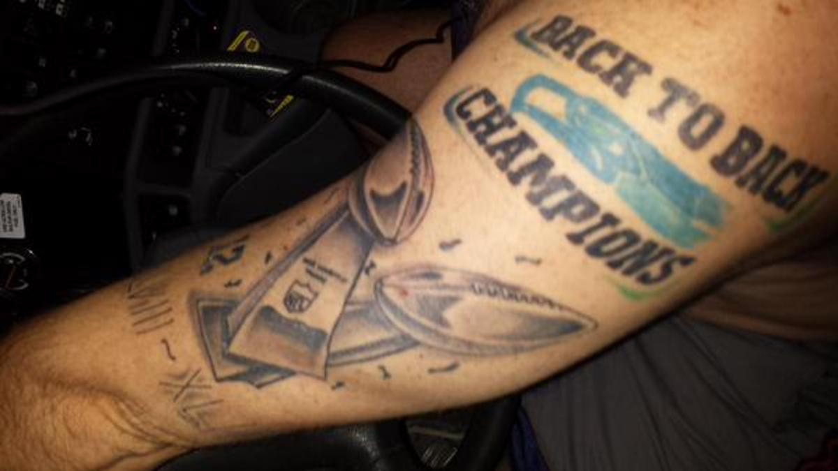 Super Bowl 2015 Seattle Seahawks Fan Keeping Championship Tattoo Sports Illustrated