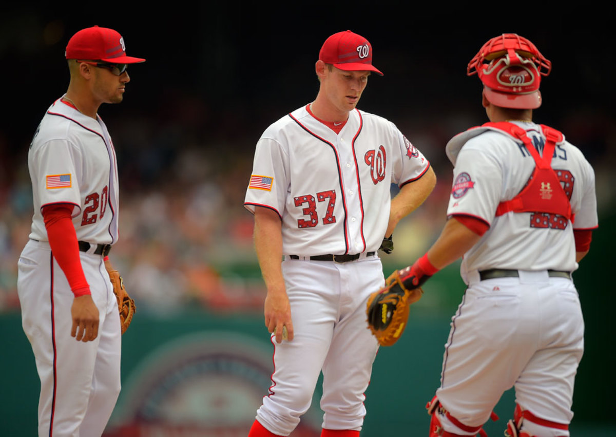 Nationals' Stephen Strasburg leaves game vs. Orioles after only 16 pitches