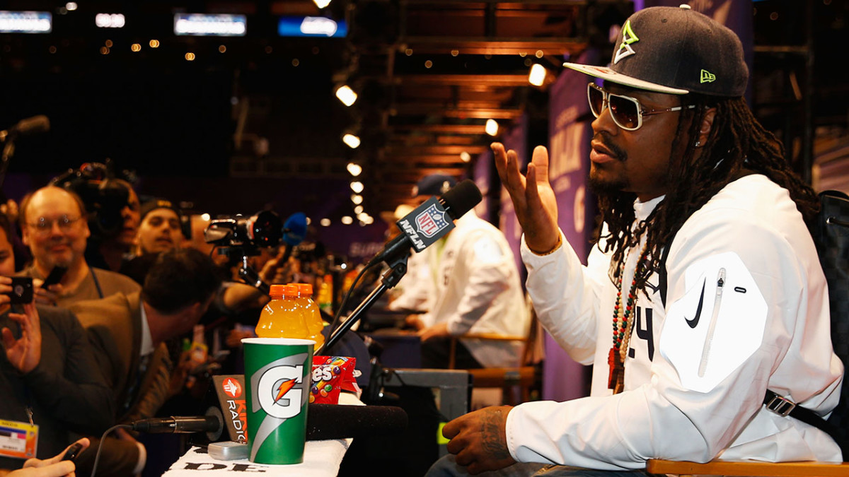 Marshawn Lynch Won't Be Fined for Wearing 'BeastMode' Hat at Media