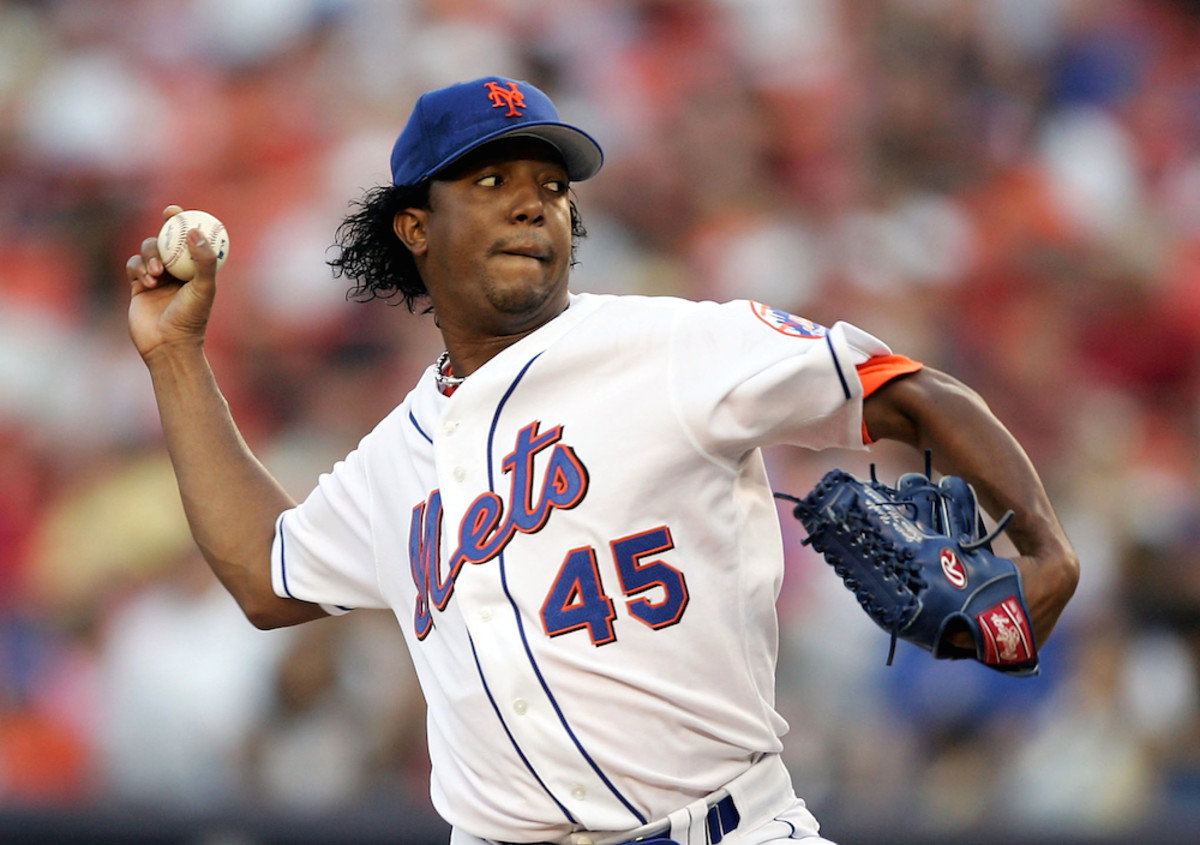 New York Mets Pitcher Pedro Martinez throws a pitch in the first inning at  Shea Stadium in New York City on May 3, 2006. The New York Mets host the  Pittsburgh Pirates. (