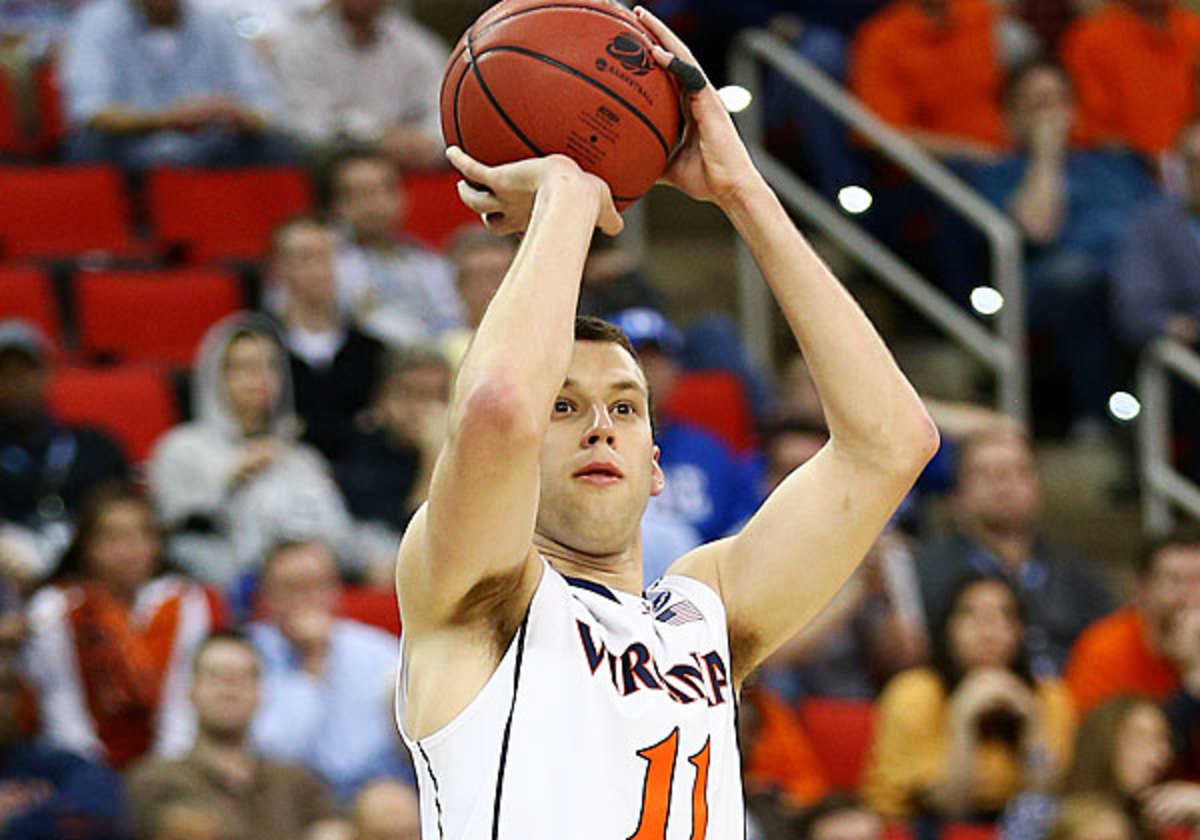 Evan Nolte's two three-pointers deep in the second half helped spark Virginia past No. 16 seed Coastal Carolina. (Streeter Lecka/Getty Images)