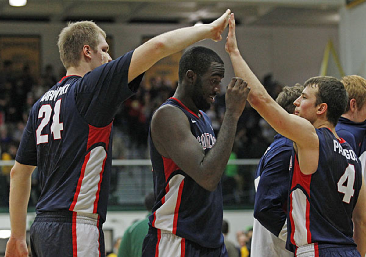 Przemek Karnowski, Sam Dower and Kevin Pangos, Gonzaga Bulldogs