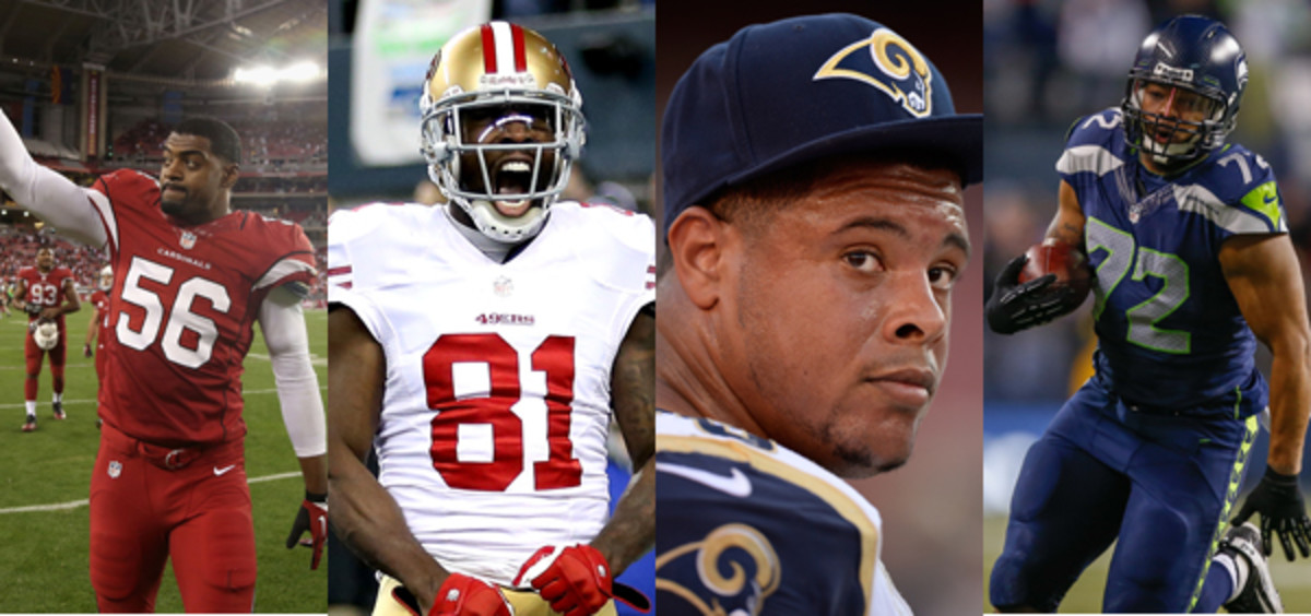 Karlos Dansby, Anquan Boldin, Rodger Saffold, and Michael Bennett will be key free agents in 2014. (