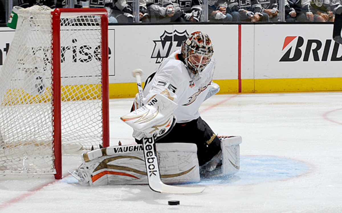 Goalie John Gibson of the Anaheim Ducks