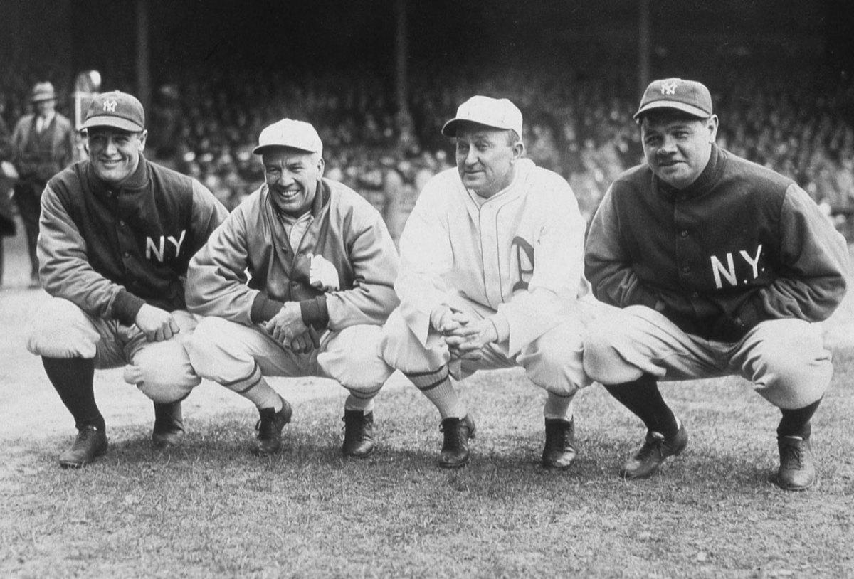 Lou Gehrig, Babe Ruth, with Yankee teammates at Fenway - Digital