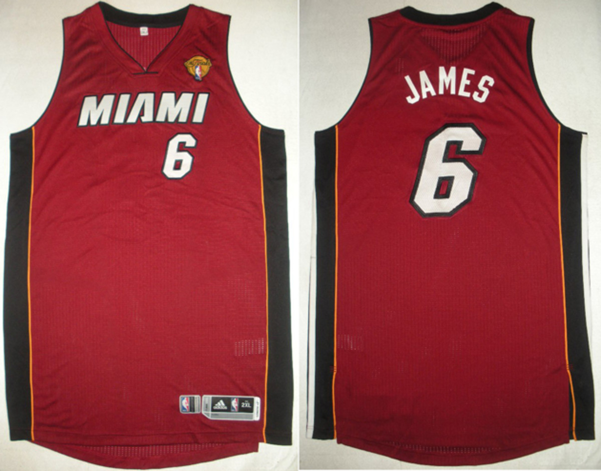 Lebron James' infamous Cramp Game jersey worn during Game 1 of the 2014  NBA Finals will be sold at Infinite Auctions!