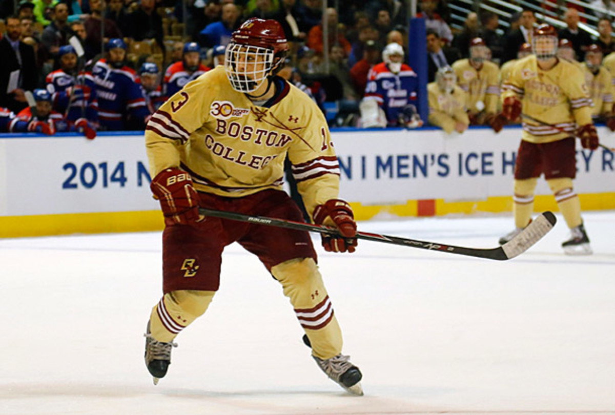 Johnny Gaudreau of Boston College signed with the Calgary Flames