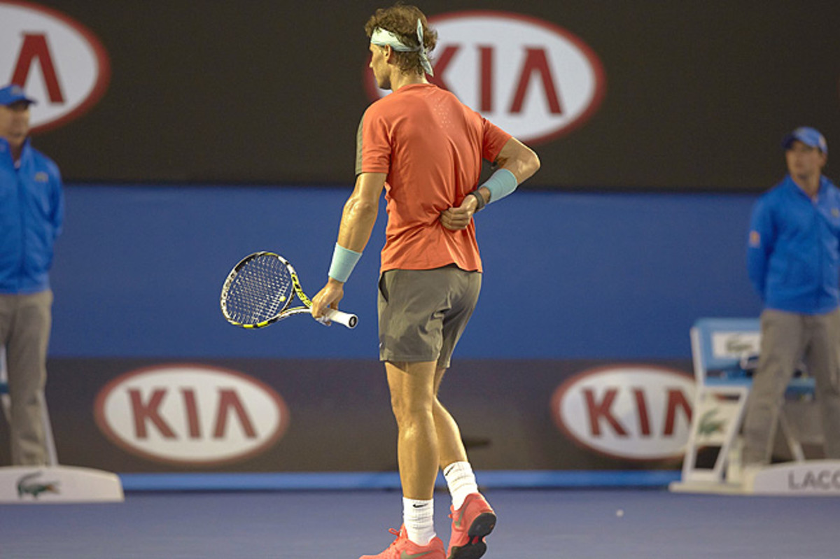 Rafael Nadal injured his back while playing in the Australian Open final against Stanislas Wawrinka.